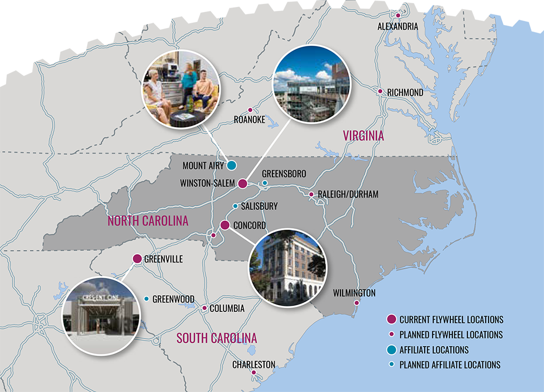 Flywheel affiliate location map