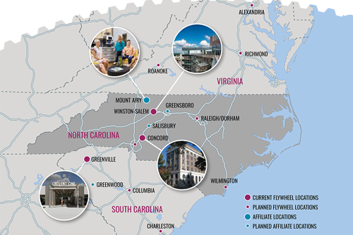 Flywheel affiliate location map